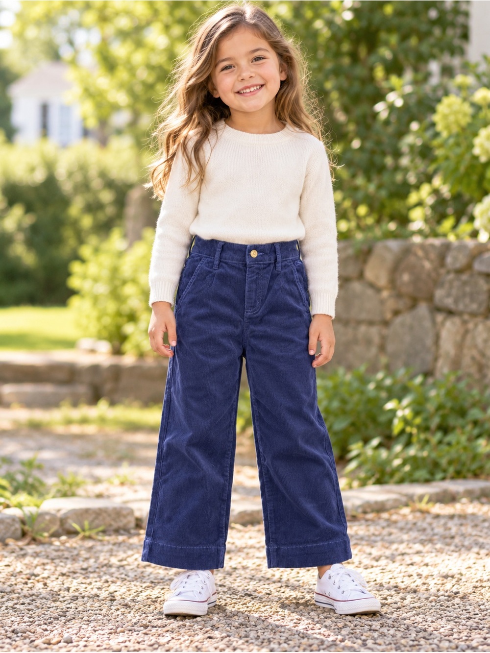 NWT New Vineyard Vines Girl's  Corduroy Wide Leg Pants In Nautical Navy Size 5